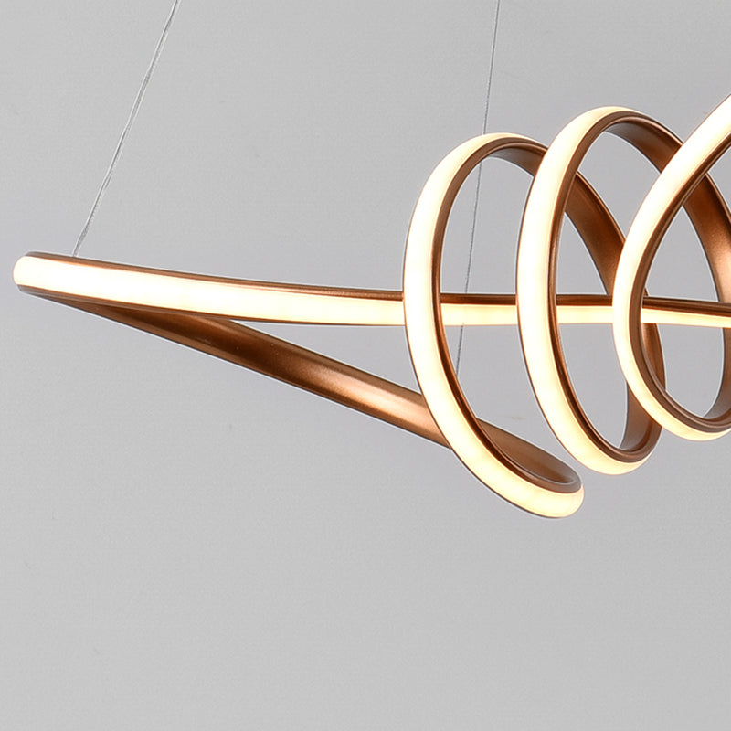 Twist Bar Sala da pranzo lampadario LED in metallo Post moderno cordino a sospensione in marrone