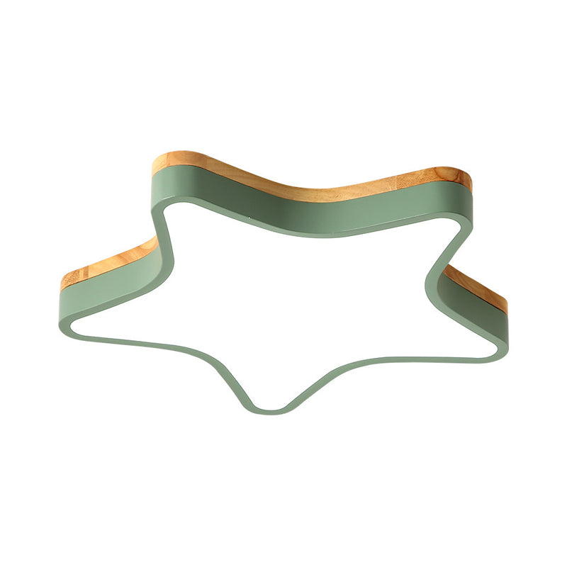 Luz de techo LED de dibujos animados de luz de techo empotrada de estrella de madera acrílica para habitación de jardín de infantes