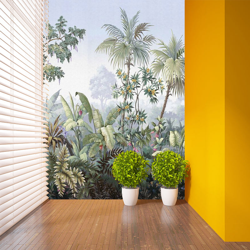 Green Tropical Wall Mural Decal Full Size Botanical Wall Decor for House Interior