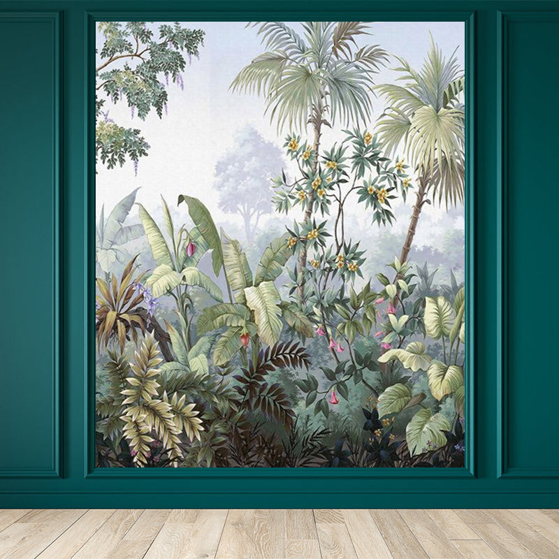 Green Tropical Wall Mural Decal Full Size Botanical Wall Decor for House Interior