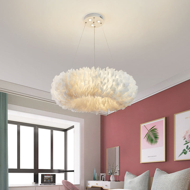 Luce a sospensione a sospensione circolare semplice semplice 19,5 "/27,5" /31,5 "largo 8 lampadine lampada a sospensione bianca