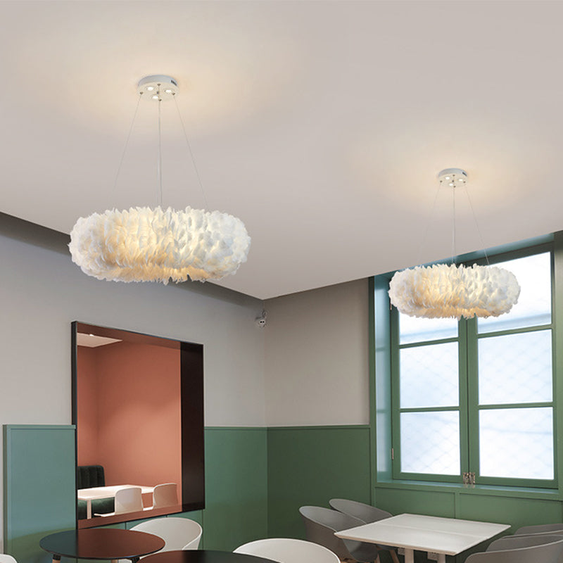 Luce a sospensione a sospensione circolare semplice semplice 19,5 "/27,5" /31,5 "largo 8 lampadine lampada a sospensione bianca