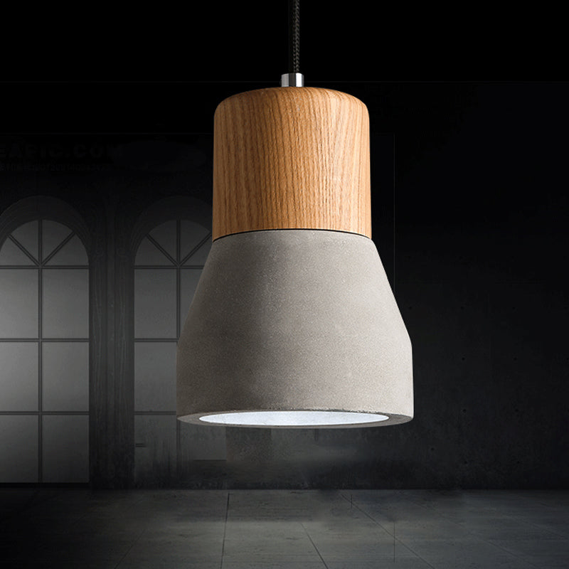Flesvormige keukenbar druppel hanger Noordse cement 1 lamp grijs en houthangend plafondlicht