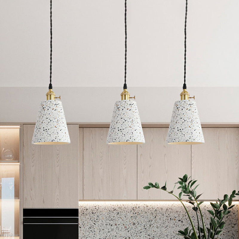 Nordique 1-Bulb Pendentif suspendu disque blanc / cône / cylindre Éclairage de suspension avec ombre en terrazzo
