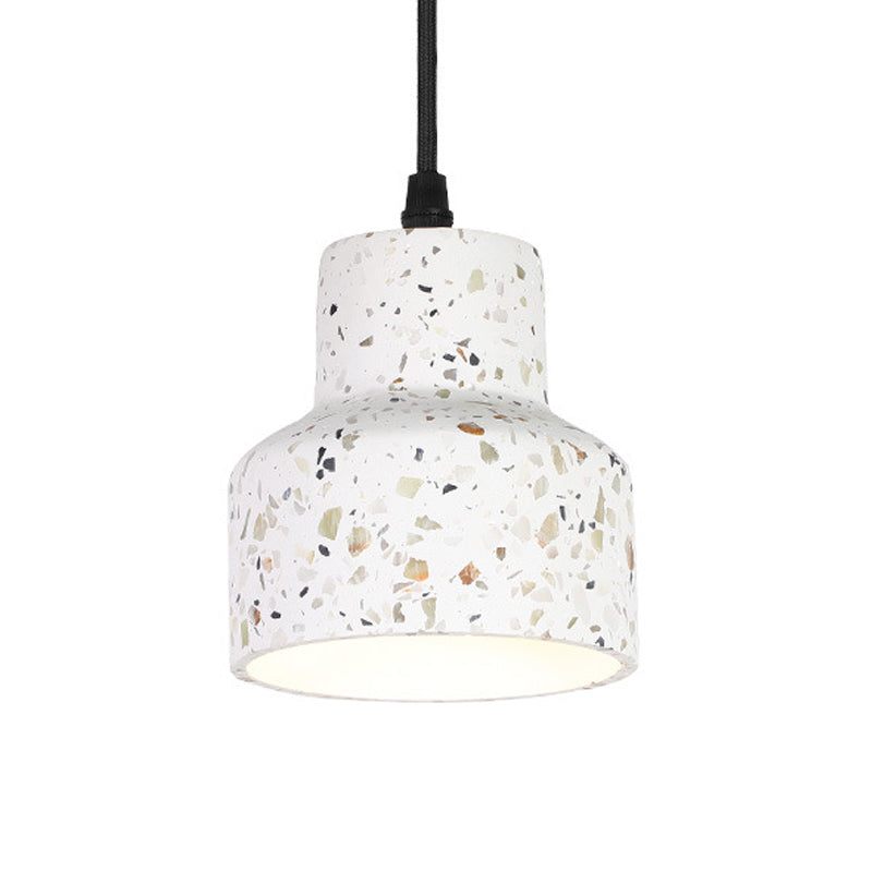 Nordique 1-Bulb Pendentif suspendu disque blanc / cône / cylindre Éclairage de suspension avec ombre en terrazzo