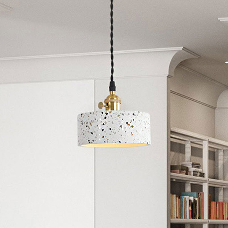 Nordique 1-Bulb Pendentif suspendu disque blanc / cône / cylindre Éclairage de suspension avec ombre en terrazzo
