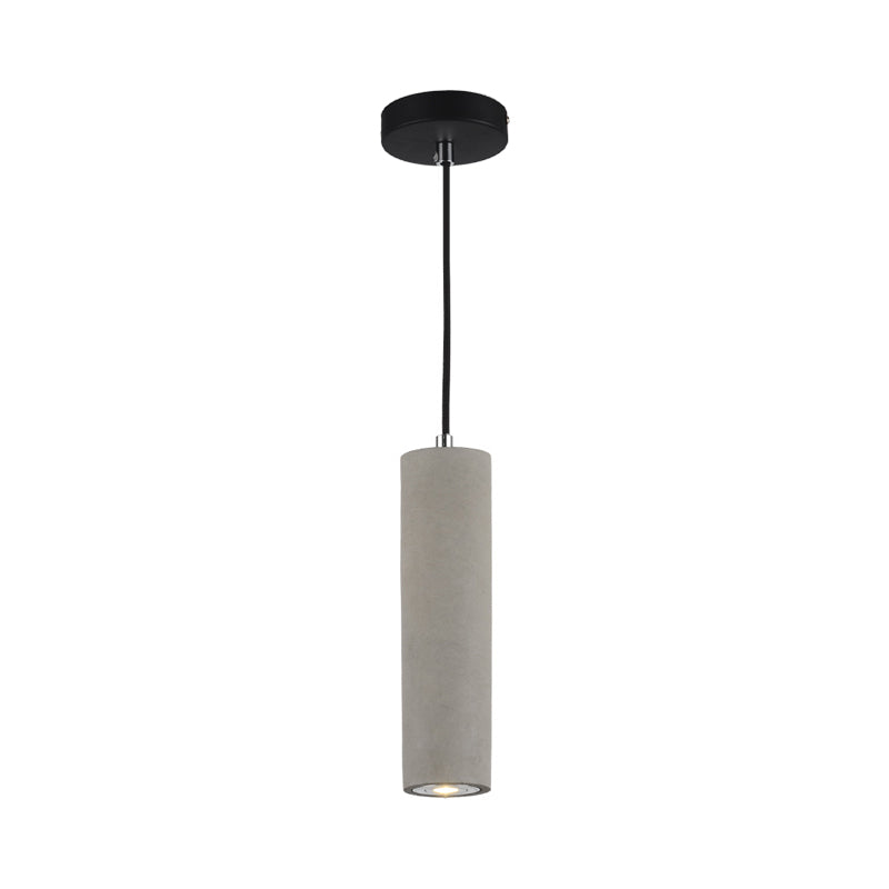 Tubular Bedside Down Lighting Pendant Cement 10.5"/19.5" Tall LED Nordic Ceiling Lamp in White/Yellow Light