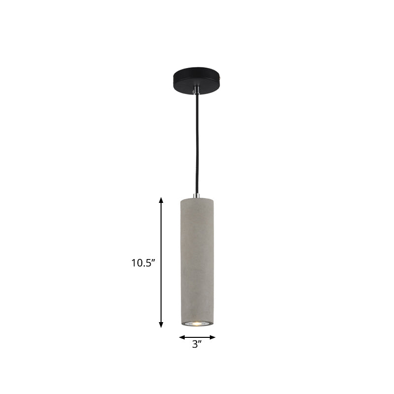 Tubular Bedside Down Lighting Pendant Cement 10.5"/19.5" Tall LED Nordic Ceiling Lamp in White/Yellow Light