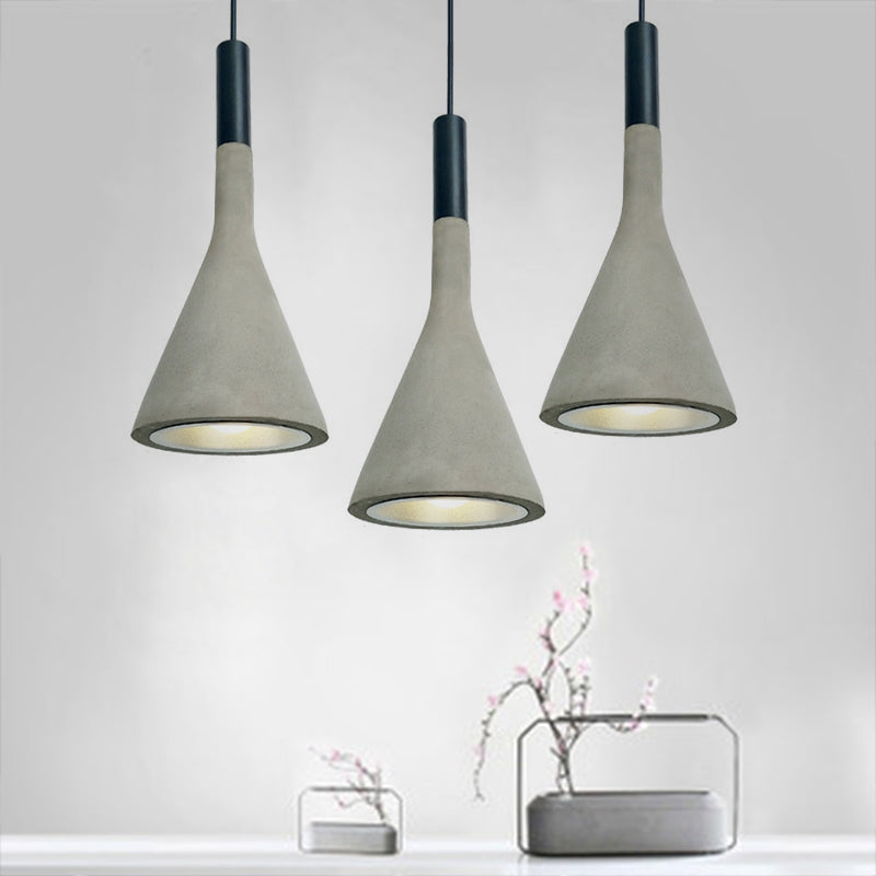 Noordse trechtervormige hangende lamp 1-licht cement plafond hanger licht in zwart en grijs