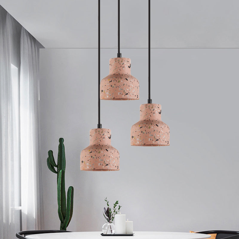 Terrazzo Black/Red/Pink Hanging Lamp Bottle 1 Bulb Nordic Down Lighting Pendant over Dining Table