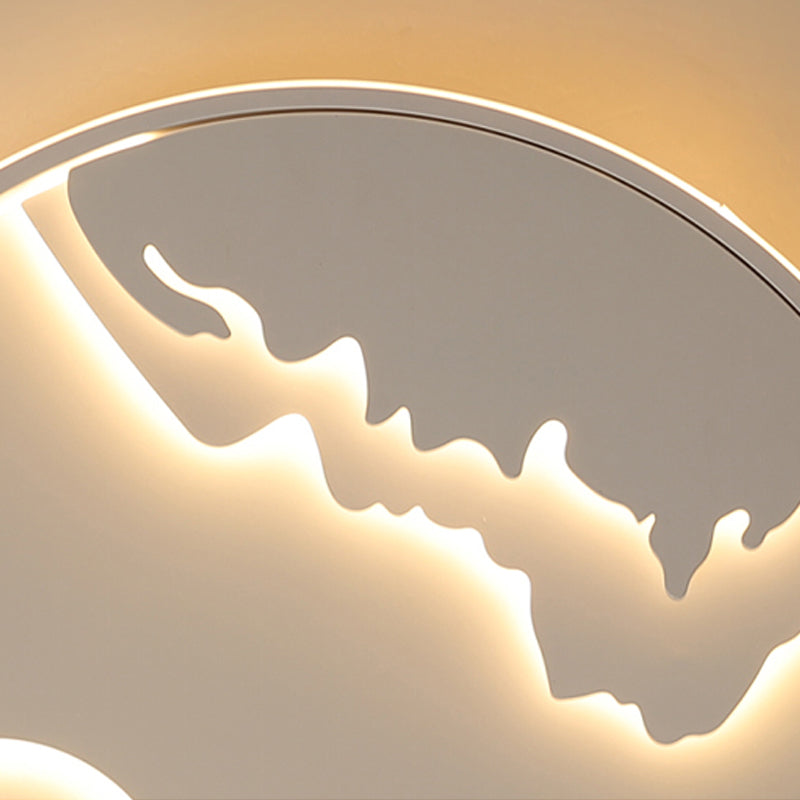 Acrylic Sun Mountain View Ceiling Lamp Contemporary LED Ceiling Mount Light in White for Bathroom