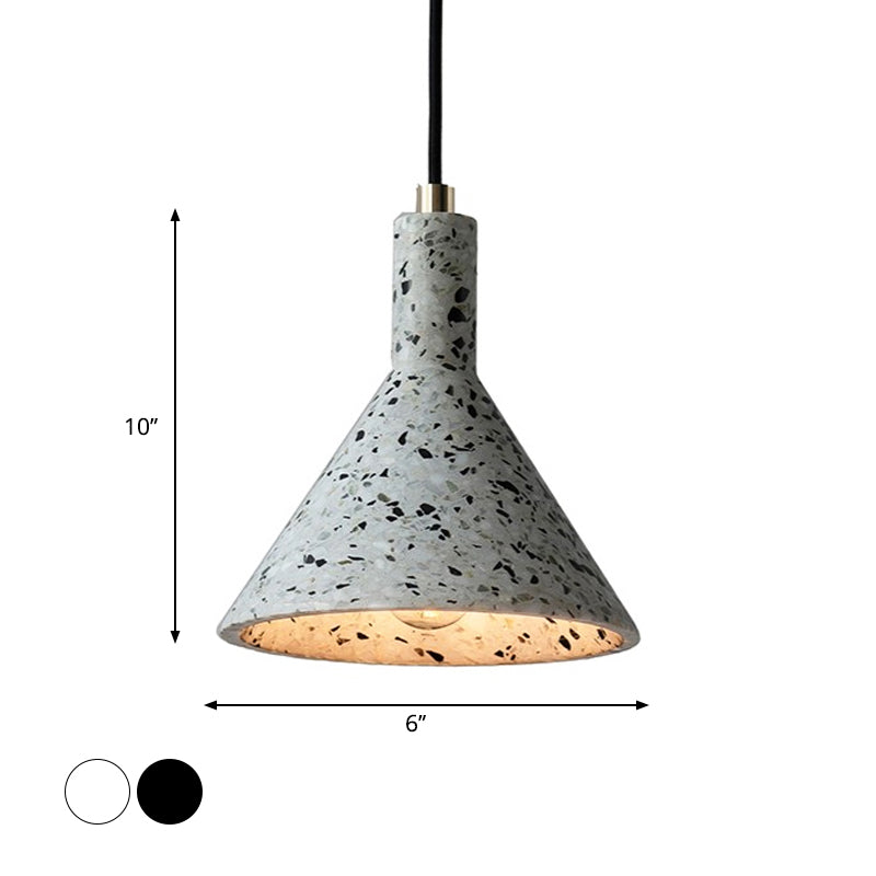 Terrazzo Black/White Pendant Light Fixture Conical 1 Bulb Nordic Hanging Lamp Kit over Table