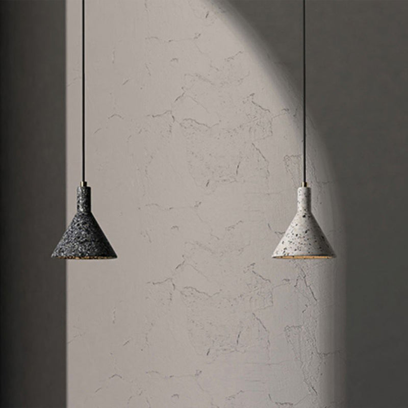 Terrazzo Black/White Pendant Light Fixture Conical 1 Bulb Nordic Hanging Lamp Kit over Table
