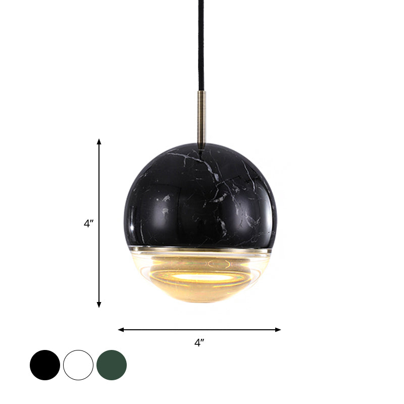 Luce a sospensione a sospensione sferica nordica 4 "/7" Accensione di sospensione in marmo a LED in nero/bianco/verde
