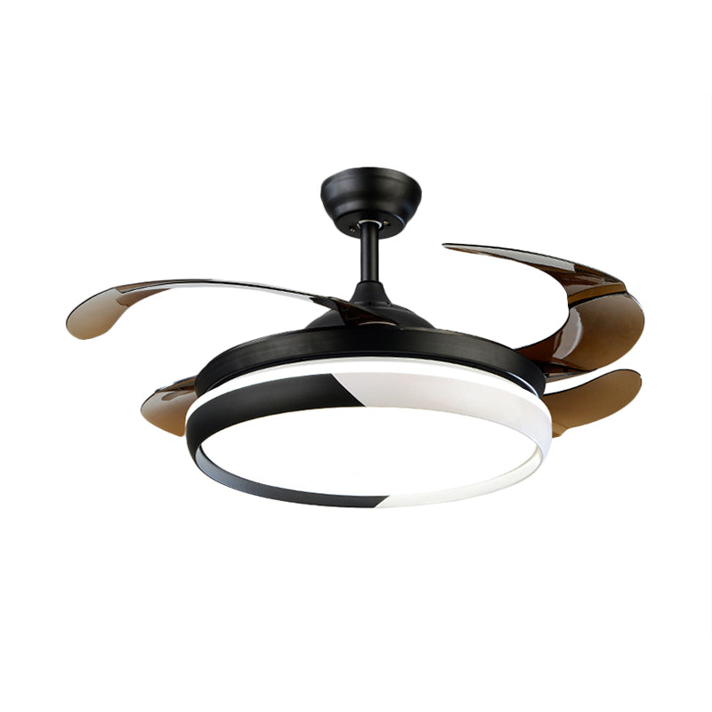 20" Wide Round Acrylic Hanging Fan Light Modernism LED Semi Flush Mount Lighting for Living Room, 4 Blades
