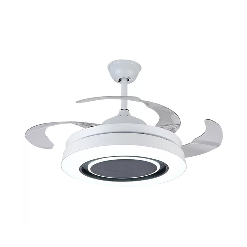 Weißer runder halbflush montage nordic 19 "breites metallisch hängende Lüfterleuchte, 4 Klingen