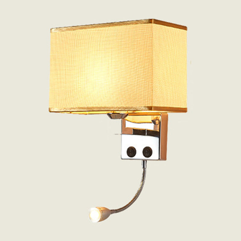 Stof rechthoekige spotlight wandlamp Noordelijke 1-licht 1-licht zwart/vlas/beige wandgemonteerd verlichtingsarmatuur
