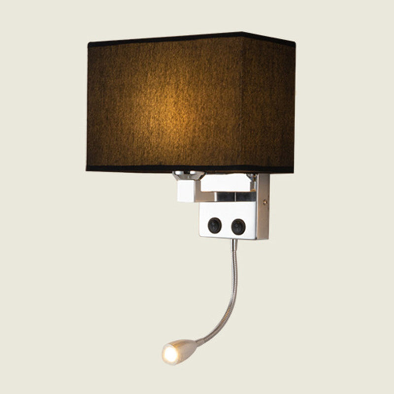 Stof rechthoekige spotlight wandlamp Noordelijke 1-licht 1-licht zwart/vlas/beige wandgemonteerd verlichtingsarmatuur