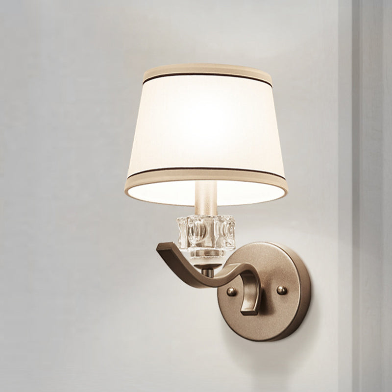 Stof witte wandmontage lamp frustum vormig 1 bol minimalistische wandlichtkit met kristal ornament