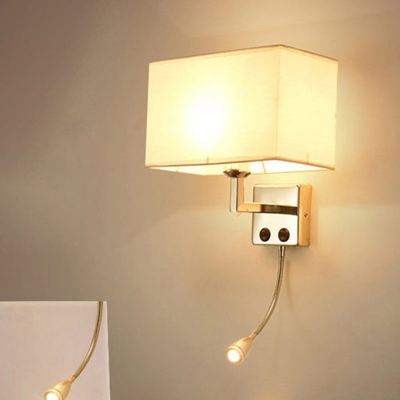 Rectangle Wall Lighting Ideas Nordic Fabric 1 Bulb Bedroom Spotlight Wall Lamp in Black/White