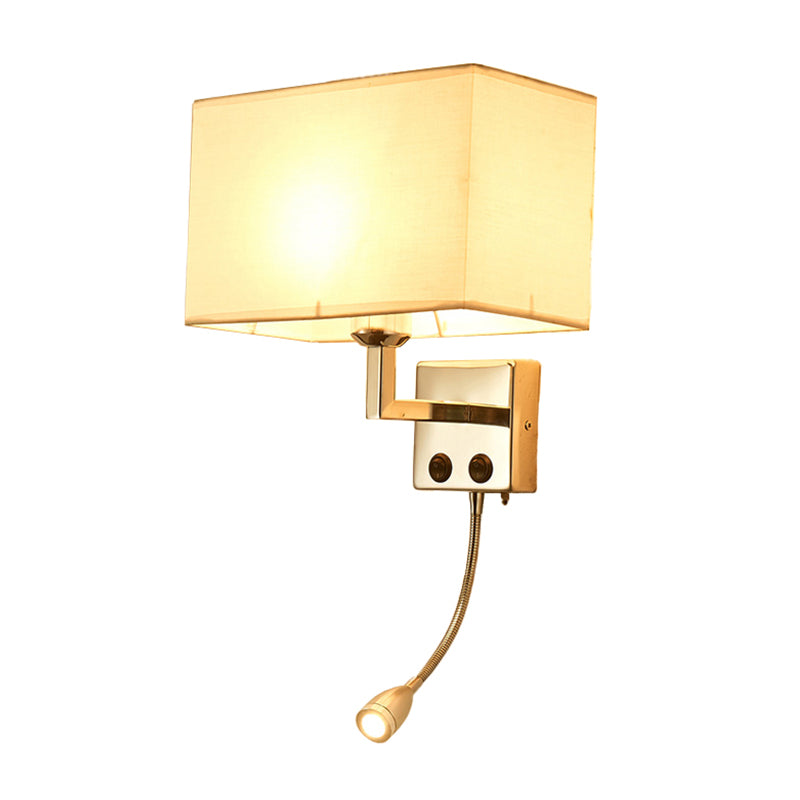 Rectangle Wall Lighting Ideas Nordic Fabric 1 Bulb Bedroom Spotlight Wall Lamp in Black/White