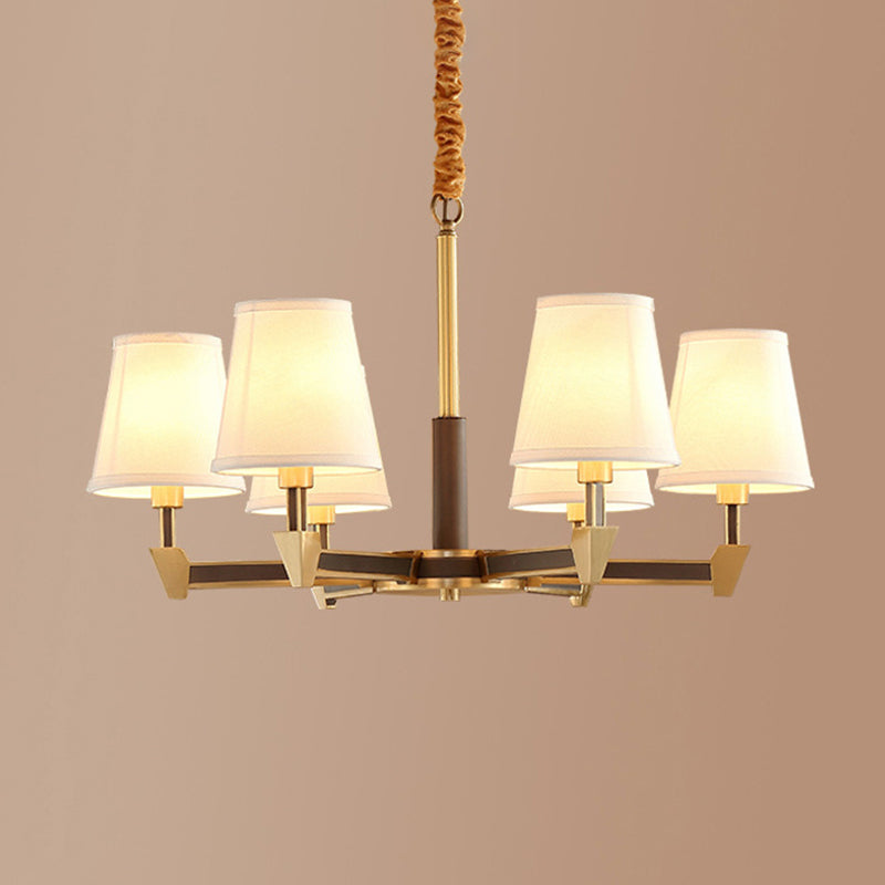 Postmoderne konische Decke Anhänger Stoff 6/8-Kopf-Wohnzimmer Kronleuchter in Weiß