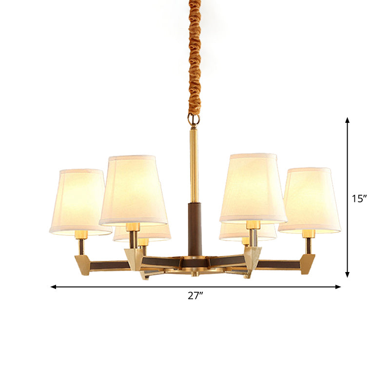 Postmoderne konische Decke Anhänger Stoff 6/8-Kopf-Wohnzimmer Kronleuchter in Weiß