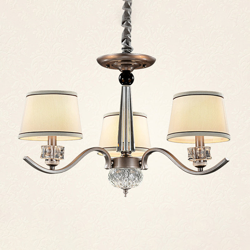 Fabric White Chandelier Tapered 3/6/8-Bulb Country Style Ceiling Pendant Light for Living Room
