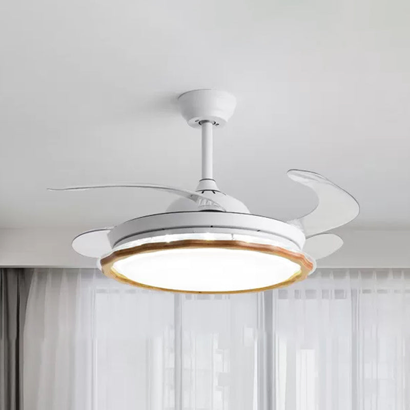 Lampada a ventola a ciondolo smerlata bianca Simplicity LED LED Acrilico Semi -montaggio semi -montaggio con 4 lame, larghe 20 "