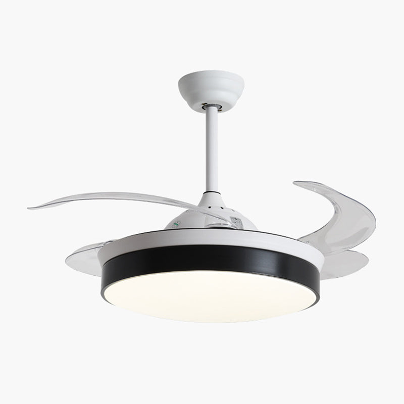 Lumo da soggiorno semifulico a LED a tamburo Nordico a 4 pala, largo 20 "