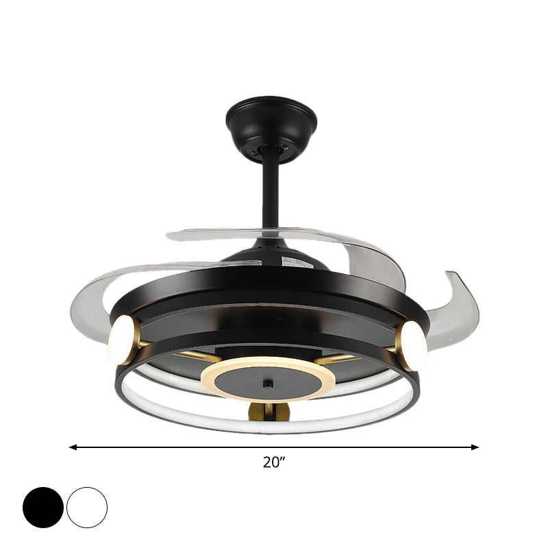 Macaron Circular 4 lame semifulò Light Acrilic Acrilic LED Assiciare lampada a ventola, largo 20 "