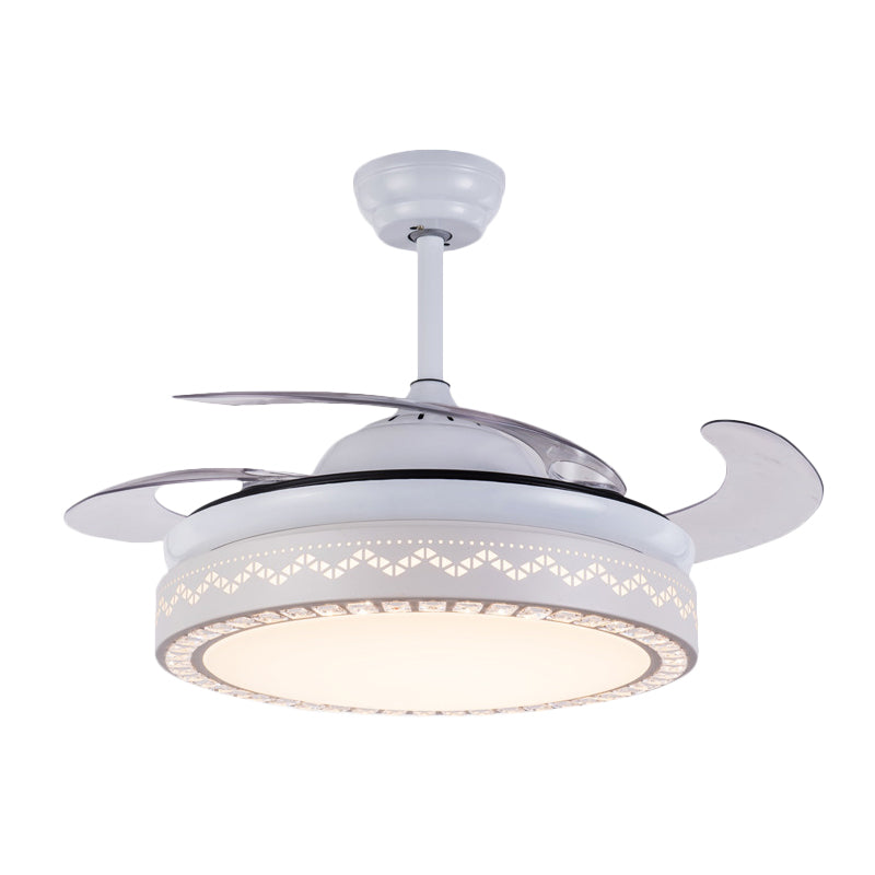 LED moderniste à 4 lames LED MODIFICATIVE LECIR LEIL BLANC HOLLOW-OUT PRENDANT ROND PRENDANT avec ombre acrylique, 19 "de large