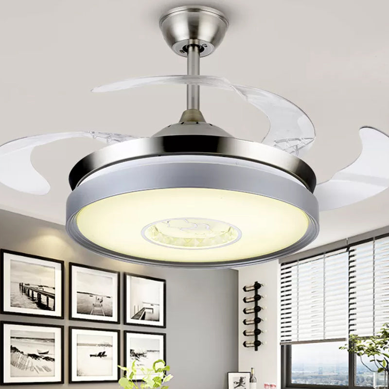 4-Blade-Acryl-Trommelanhänger-Fan leichte zeitgenössische 19-Zoll-Semi-Flush für Esszimmer
