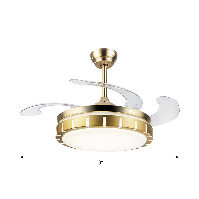 Ventio rotondo largo da 19 "Ventio appeso alla luce della camera da letto a LED ACRILICO semi -filo con 4 lame