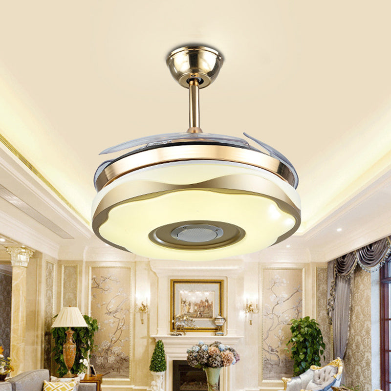 Einfachheit Blume 4 Klingen Halbmontage Licht Acryl Wohnzimmer LED Deckenventilator, 19 "breit