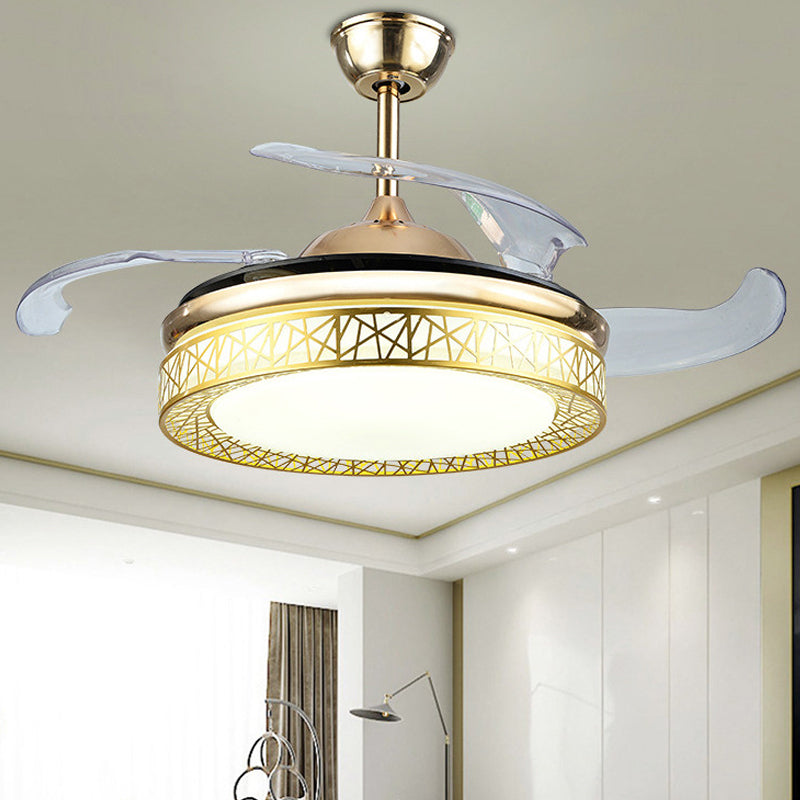 Nestförmiger Wohnzimmer Deckenlüfter Leuchtmetall 19 "breit LED Simplicity Halbflush Mount, 4 Klingen