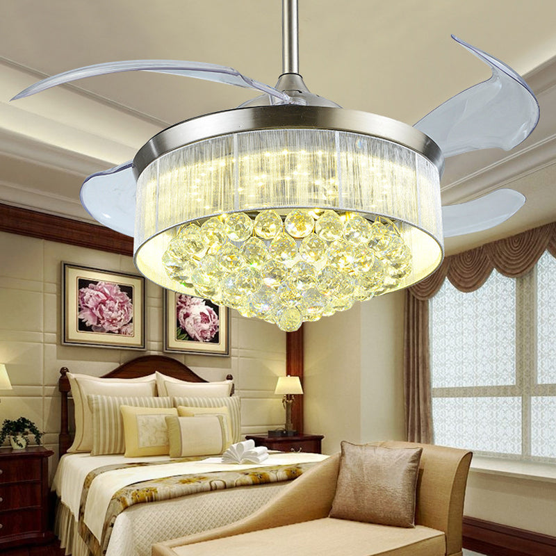 Luce a soffitto a soffitto a 4 pale Light Atmello a LED Crystal LED sfaccettato Semi-montaggio semi-montaggio, largo 19 "