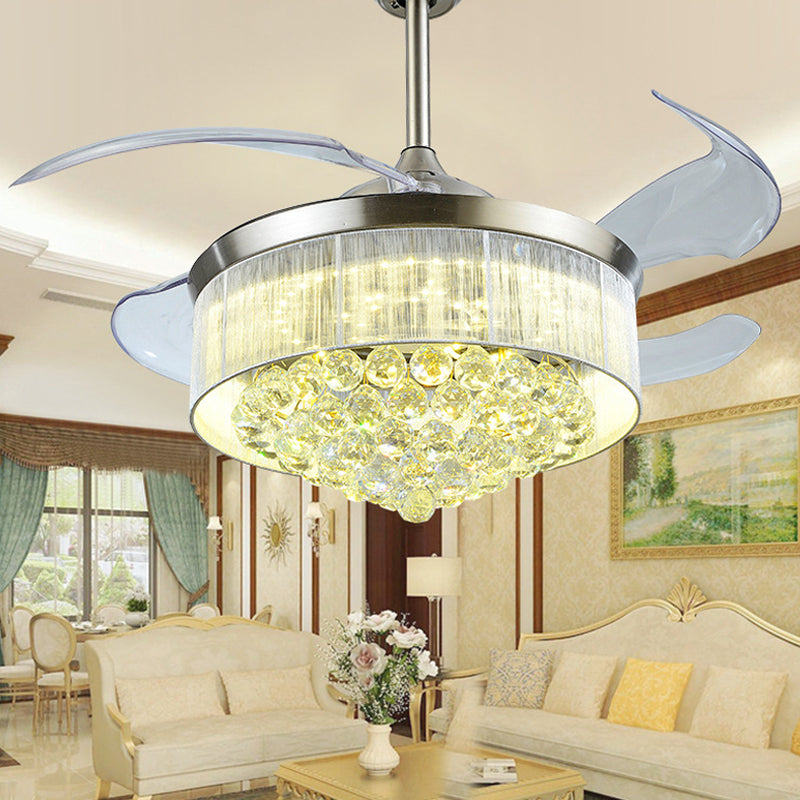 Luce a soffitto a soffitto a 4 pale Light Atmello a LED Crystal LED sfaccettato Semi-montaggio semi-montaggio, largo 19 "