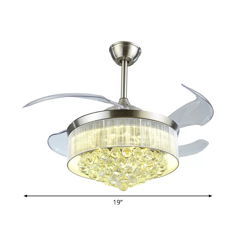 Luce a soffitto a soffitto a 4 pale Light Atmello a LED Crystal LED sfaccettato Semi-montaggio semi-montaggio, largo 19 "