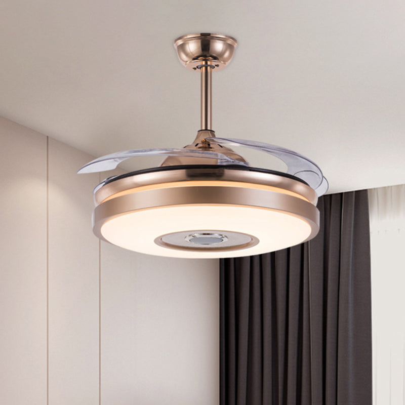 4 Blades Circle Anhänger Lüfterleuchte Einfache Acryl 19 "breit LED Gold Halbflush Mount