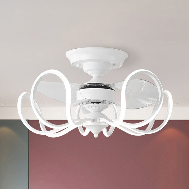 Luz de ventilador colgante metálico enjaulado Contemporáneo de 25.5 "de ancho LED de ancho, 2 cuchillas