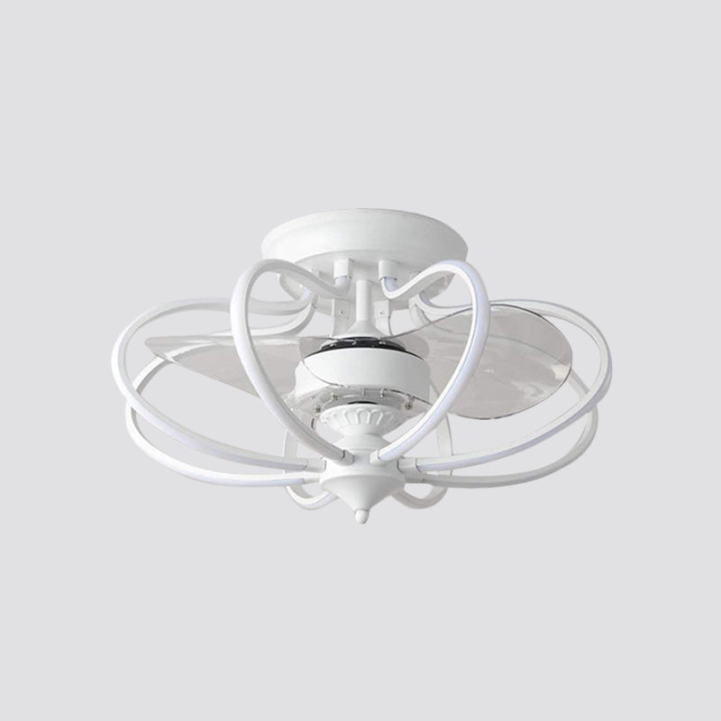 Luz de ventilador colgante metálico enjaulado Contemporáneo de 25.5 "de ancho LED de ancho, 2 cuchillas