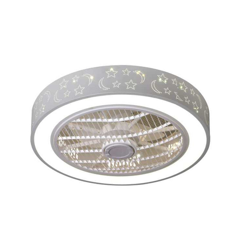 Drum Laser-geschnittene Acryl-Deckenlüfterlampe Einfache 20,5-Zoll-LED-Halbmontage-Beleuchtung