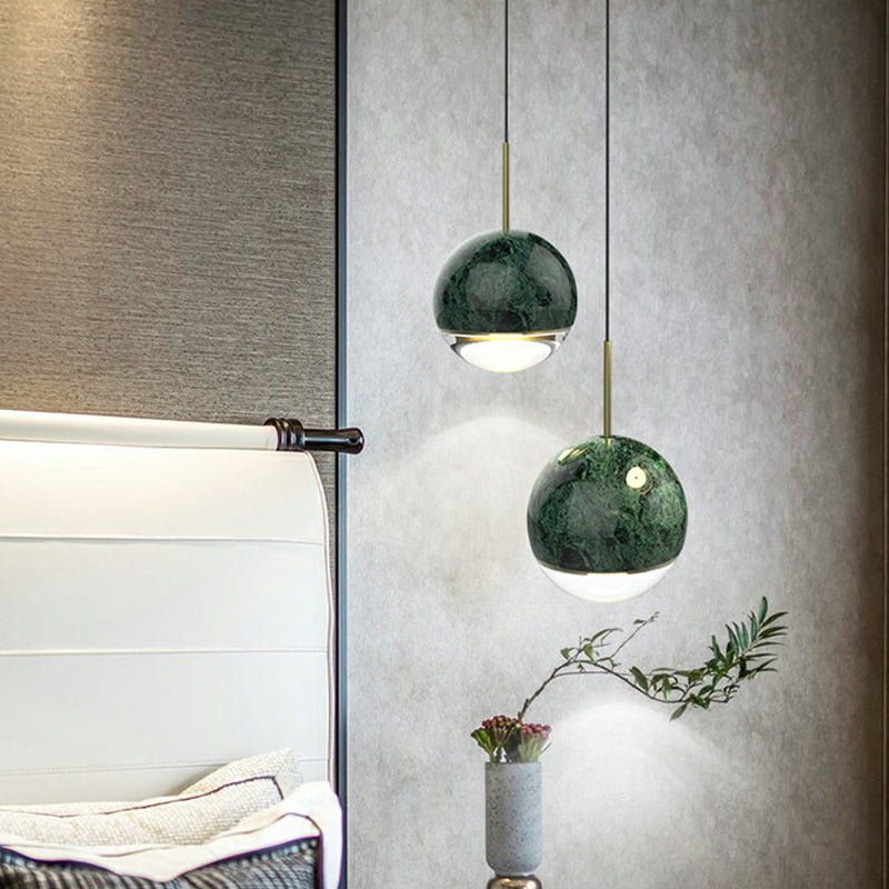 Globe/Cone Marble LED Pendant Light Kit Designer Zwart/Wit/Green Hanging Lamp -armatuur voor woonkamer