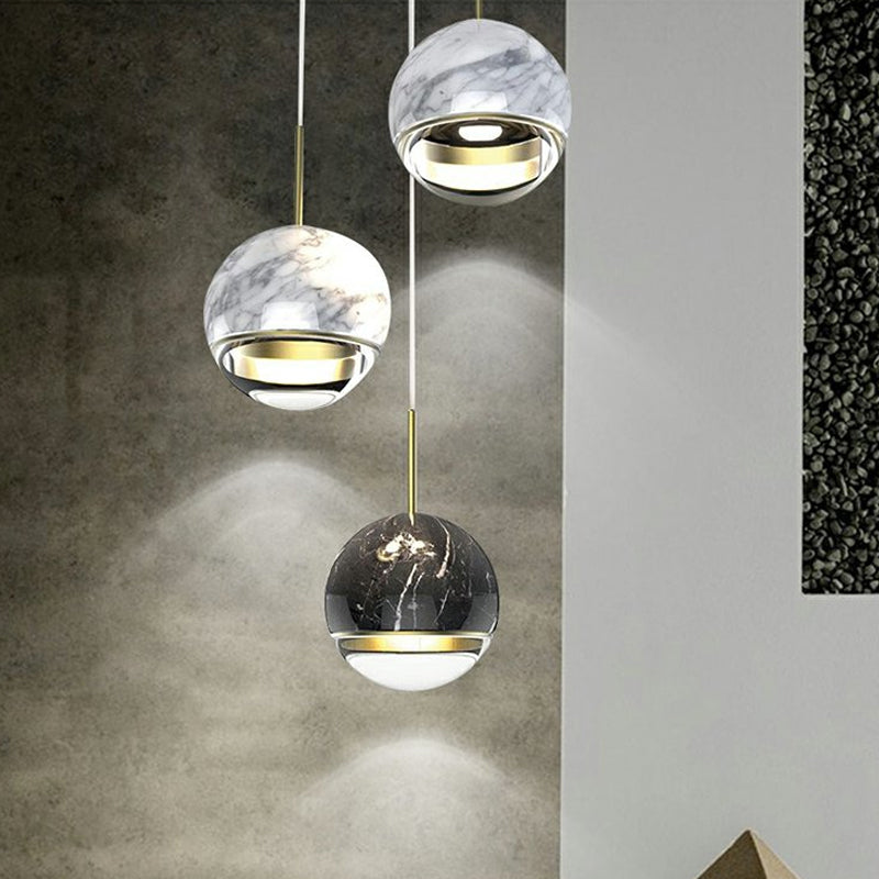 Globe/Cone Marble LED Pendant Light Kit Designer Zwart/Wit/Green Hanging Lamp -armatuur voor woonkamer