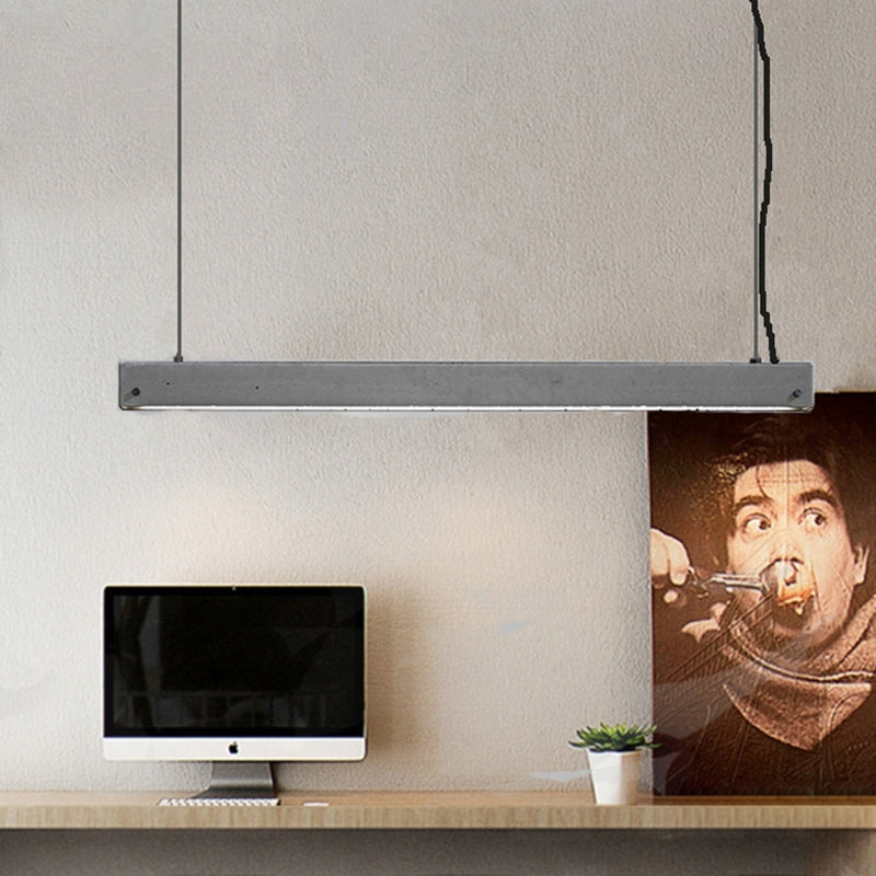 Grey Linear Pendant Lighting Fixture Simplicity Cement 1 Head Dining Room Ceiling Hang Lamp
