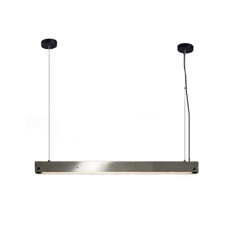 Grey Linear Pendant Lighting Fixture Simplicity Cement 1 Head Dining Room Ceiling Hang Lamp