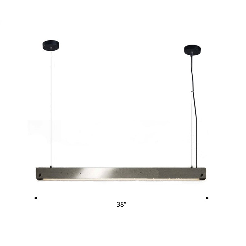Grey Linear Pendant Lighting Fixture Simplicity Cement 1 Head Dining Room Ceiling Hang Lamp