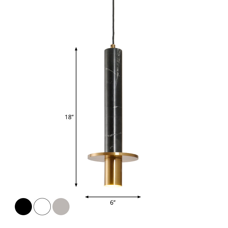 Sword Pendant Ceiling Light Designer Marble Dining Room LED Hanging Lamp in Black/White/Beige and Brass