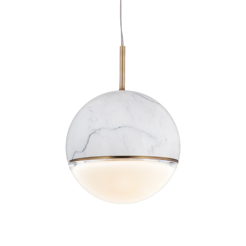 Spherical Dining Room Hanging Light Marble 1 Bulb 4"/6" Wide Nordic Down Lighting Pendant in Black/White/Green